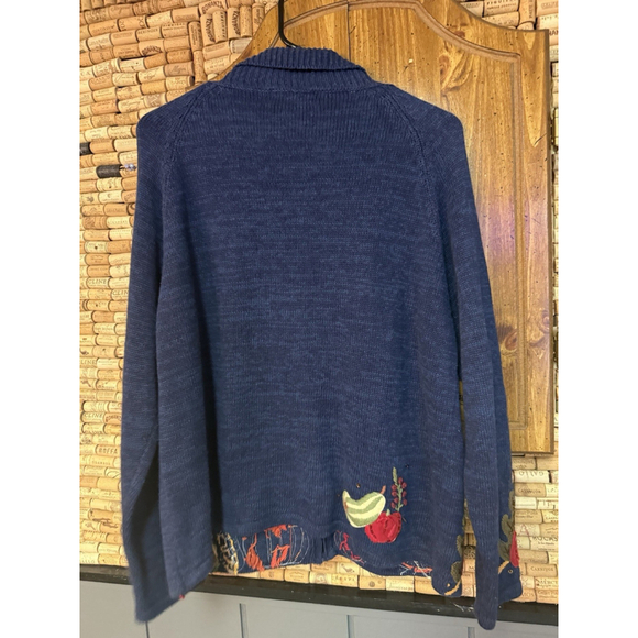 Vintage Tiara International Zip Sweater Embroidered Fall Autumn Sweater Sz L - Picture 6 of 8